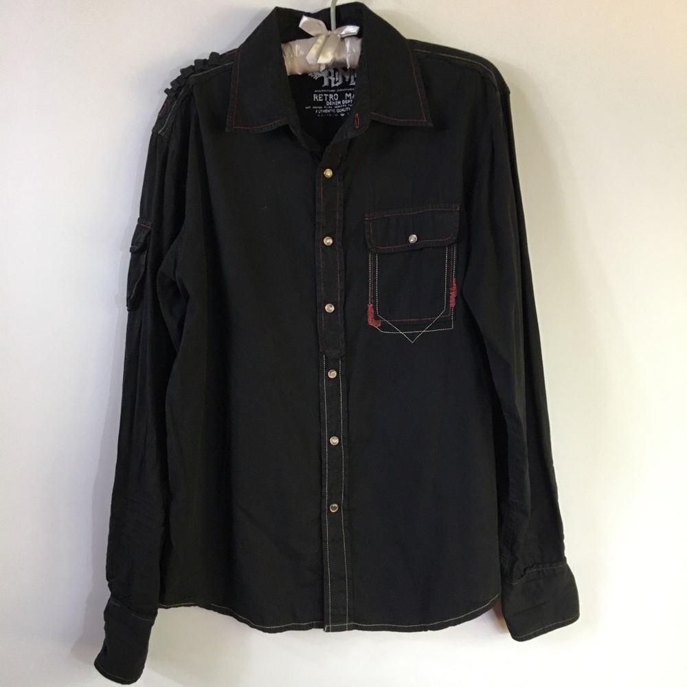 Men’s Retro Male M casual black button down